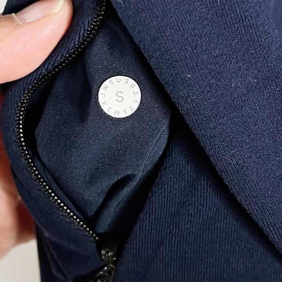Lululemon Mens Small S Navy Blue Surge Warm 1/2 Zip Pullover Shirt Top Stretch - Picture 9 of 9